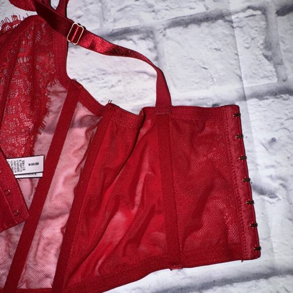 Victoria Secret Dream Angels Red Lace Corset Bra Unlined Size M - Picture 5 of 5